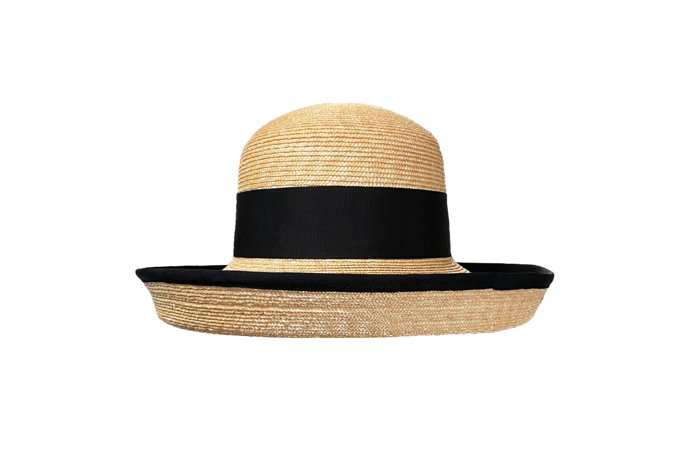 Women's Small Brim Leghorn Straw Hat with Ribbon - Peter Beaton 60 cm